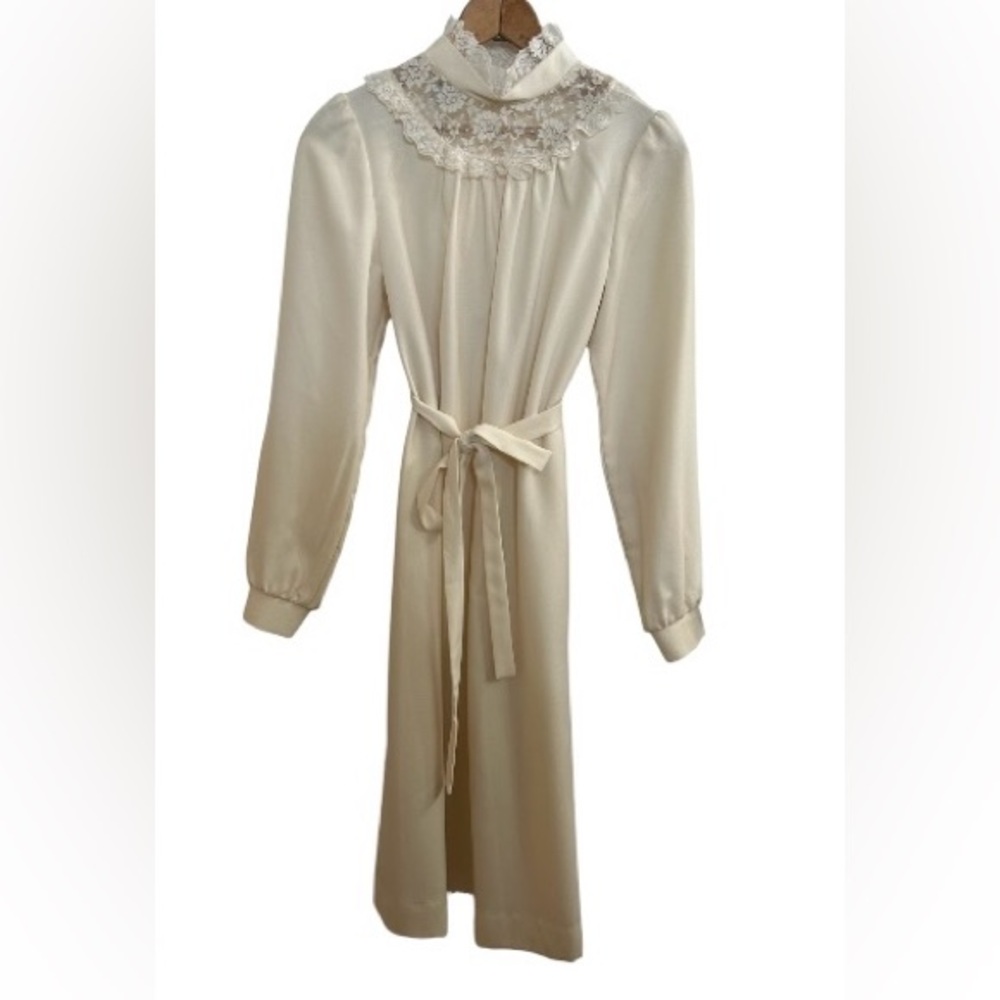 Vintage Ivory Lace Prairie Dress Precious Cargo by Marian Sue Romantic 70s Midi - Picture 2 of 6